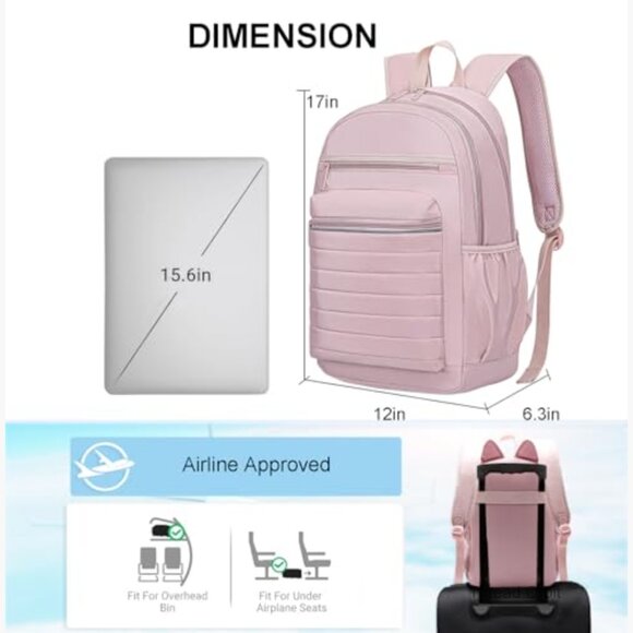 Water-Resistant Laptop Backpack with Luggage Strap, 15.6 Inch main image 5